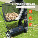 Push Lawn Sweeper, 26 Inch Leaf & Grass Collector, Strong Rubber Wheels & Heavy Duty Thickened Steel Durable to Use