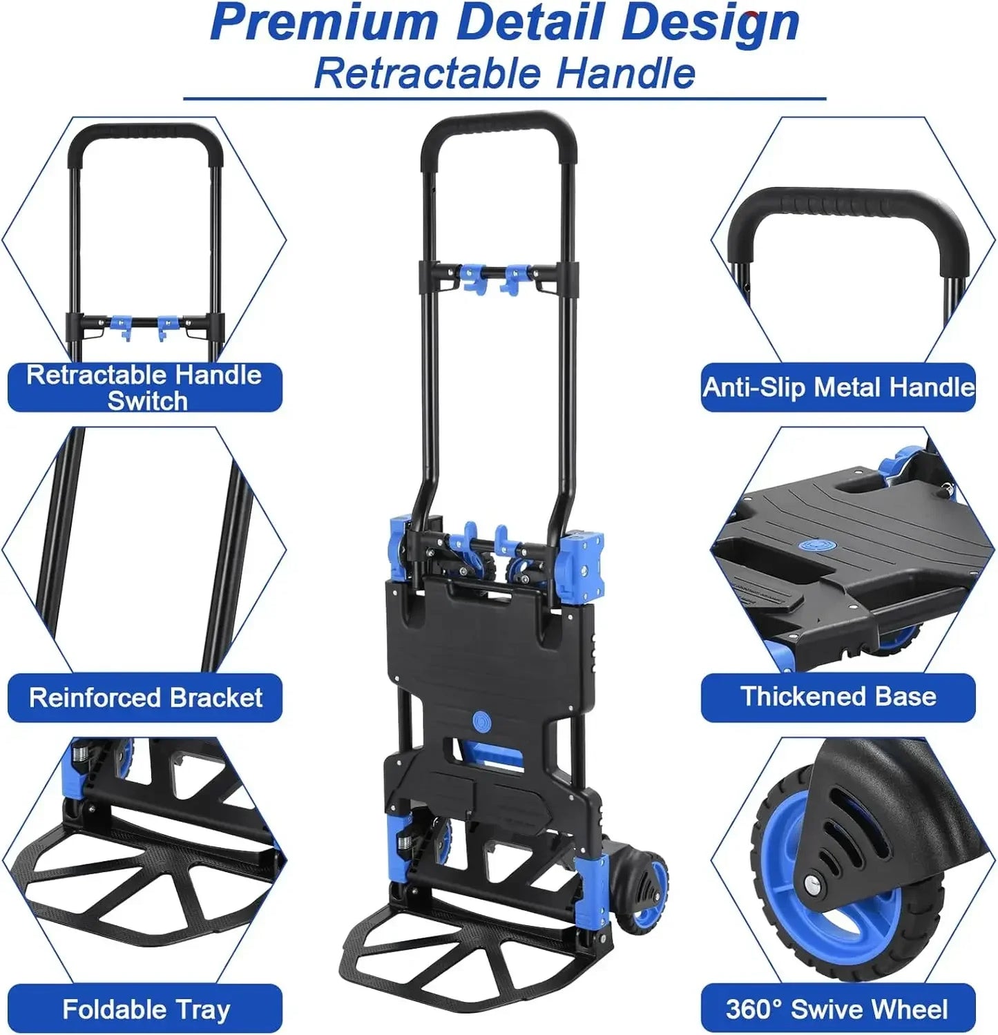 2-in-1 Folding Hand Truck with Basket, 330 lbs