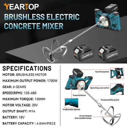 Cordless Paint & Concrete Mixer for Makita 18V