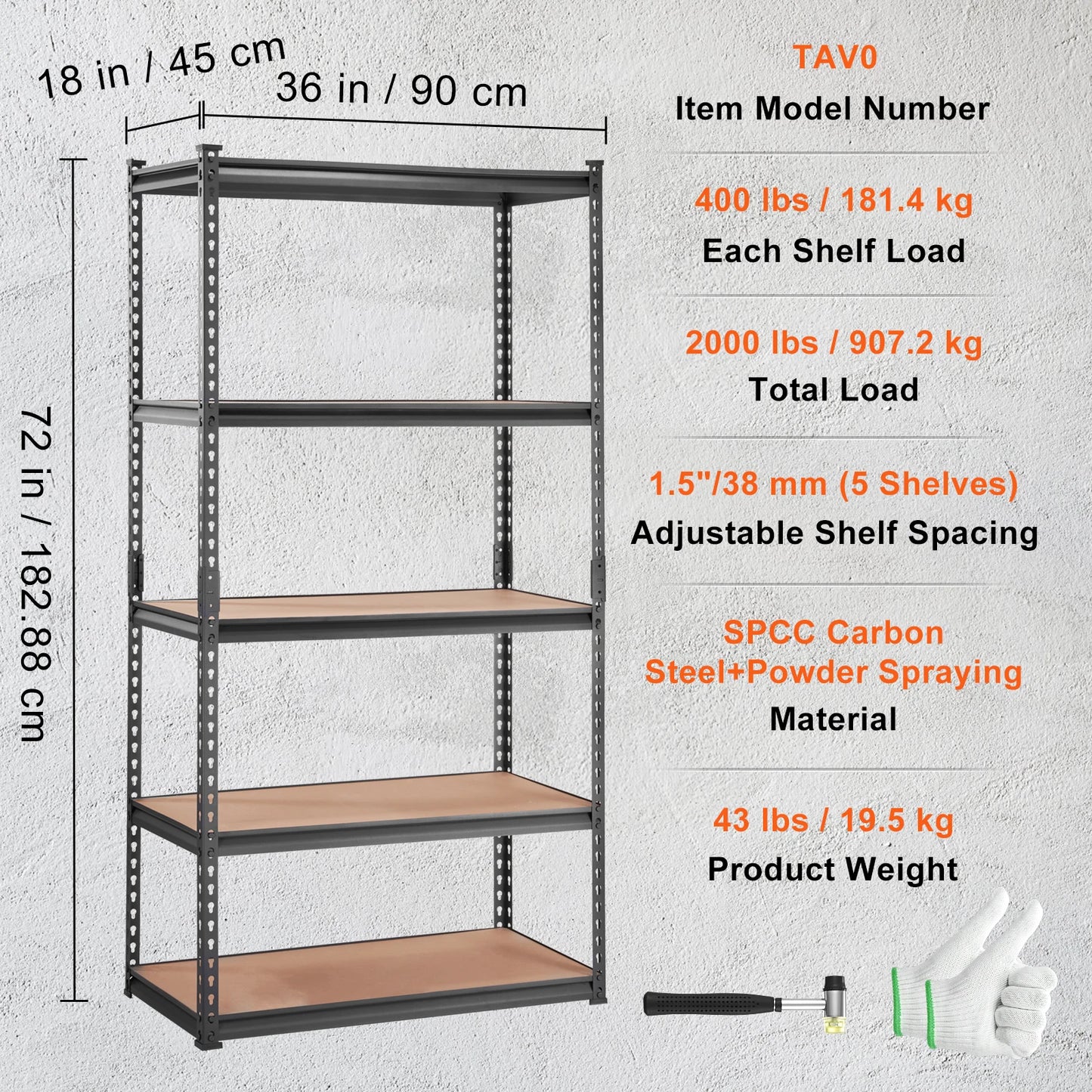 5-Tier Metal Storage Shelving Unit - Heavy Duty