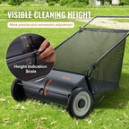 Push Lawn Sweeper, 26 Inch Leaf & Grass Collector, Strong Rubber Wheels & Heavy Duty Thickened Ste