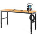 2000 lbs Adjustable Garage Workbench 48/61" L x 20" W Work Table with 28.3"-38.1" Height & Hardwood Top for Office Home