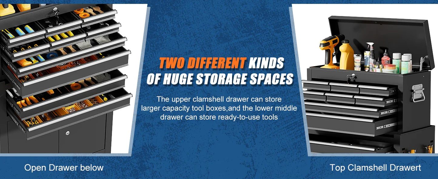 10-Drawer Rolling Tool Chest with Wheels - Garage Edition