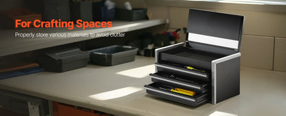 Portable Metal Tool Box with 3 Drawers