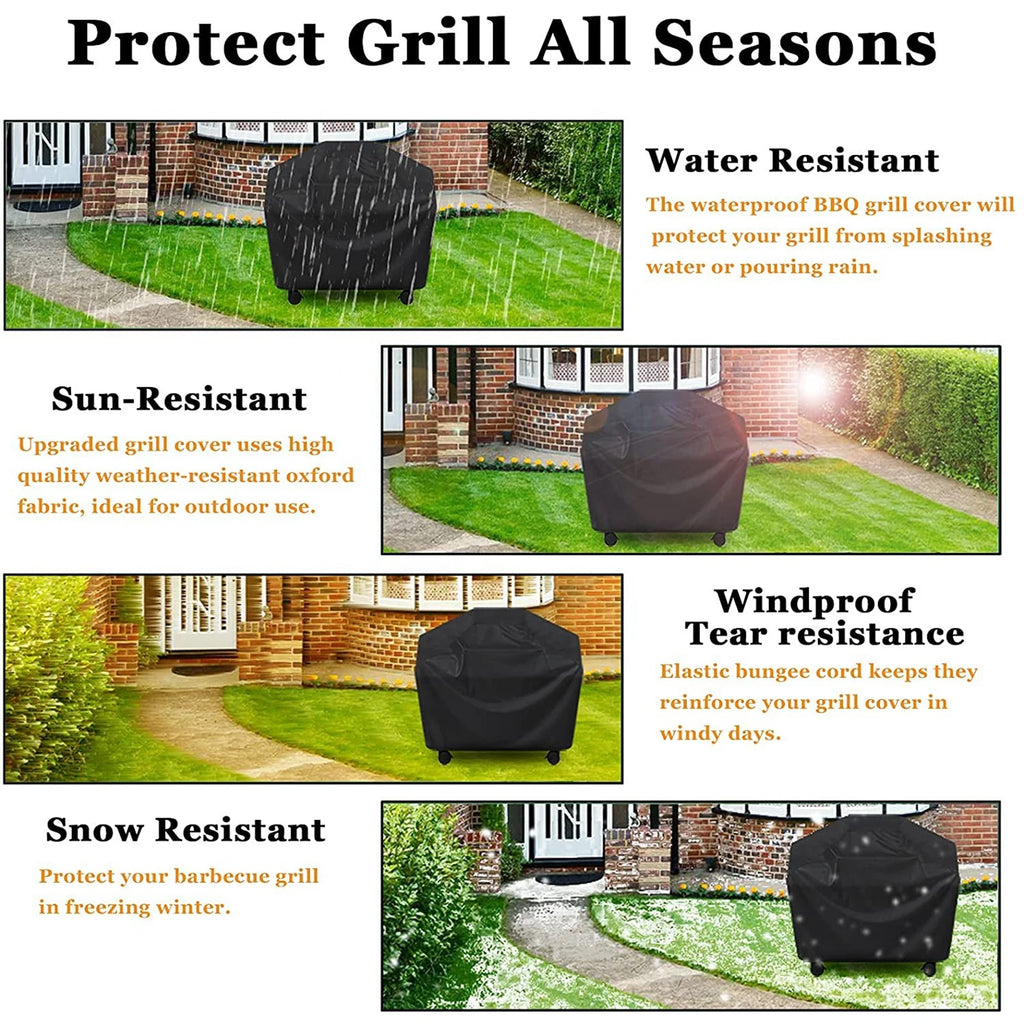 Multiple Size Grill Cover, Heavy Duty Waterproof Barbecue Gas Grill Cover, Black, Heat Resistant, Stain Resistant, Waterproof
