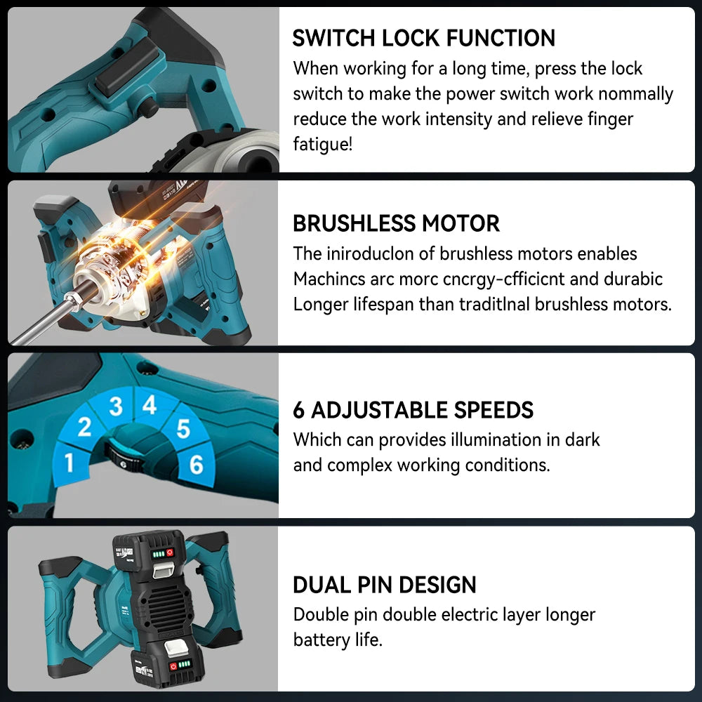 6-Speed Concrete Paddle Mixer for Makita 18V - M14