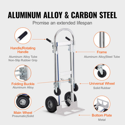 Industrial Folding Hand Truck Aluminum - Collapsible Cart