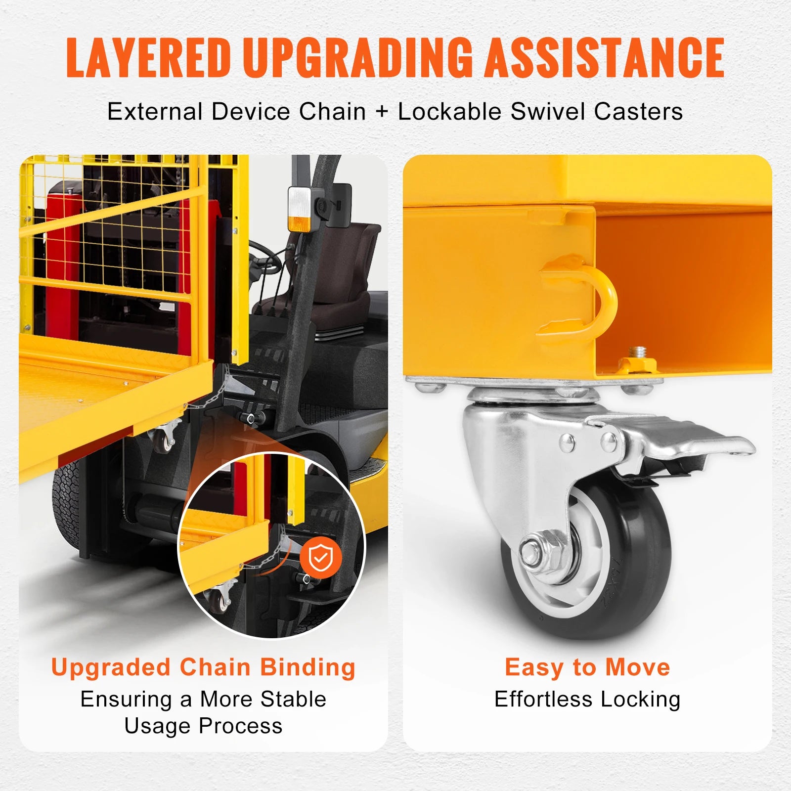 1200lbs Forklift Safety Cage Folding Security Platform with Lockable Swivel Wheels Holds 1 to 2 Adults for Aerial Work