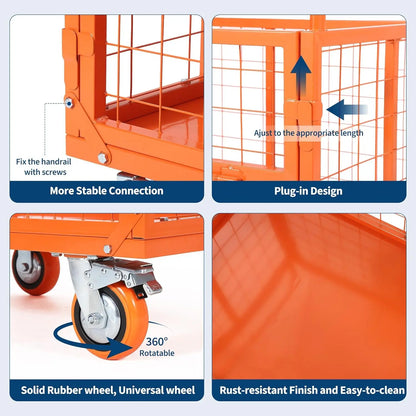 6-in-1 Platform Truck Cart with Cage 1800 lbs