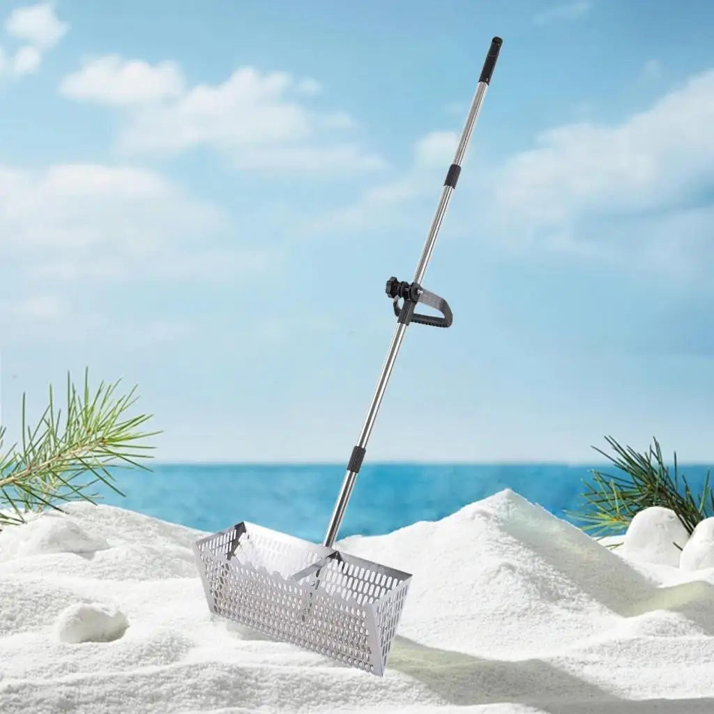 Sand Sift Rake Long Handle, Easy Grip Handheld Sand Sifter for Garden Soil