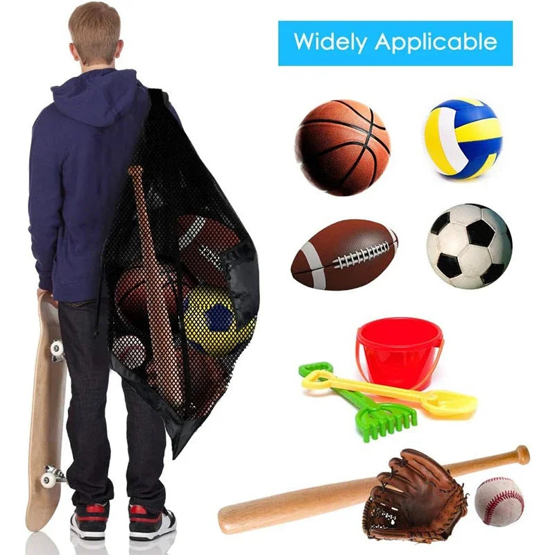 1PC Basketball Storage Bag With Zipper Pocket Volleyball Football Net Pack Gym Bags Mesh Soccer Ball Bag Extra Large Drawstring