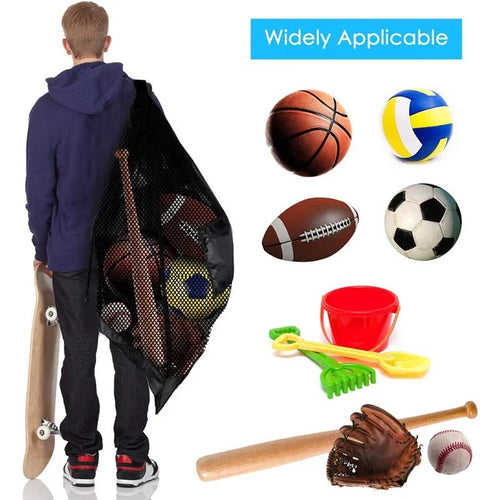 1PC Basketball Storage Bag With Zipper Pocket Volleyball Football Net Pack Gym Bags Mesh Soccer Ball Bag Extra Large Drawstring