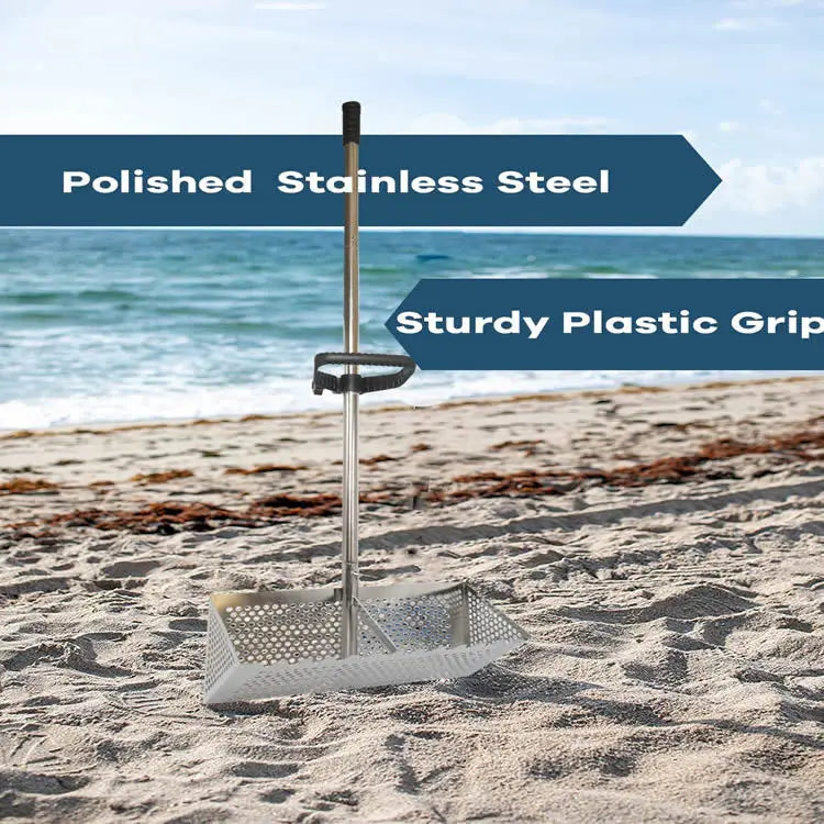 Stainless Steel Sand Sieve Foldable Beach Shark Tooth Sieve Field Supplies Beach Spade Digging Anti Corrosion Metal Shovel Tools