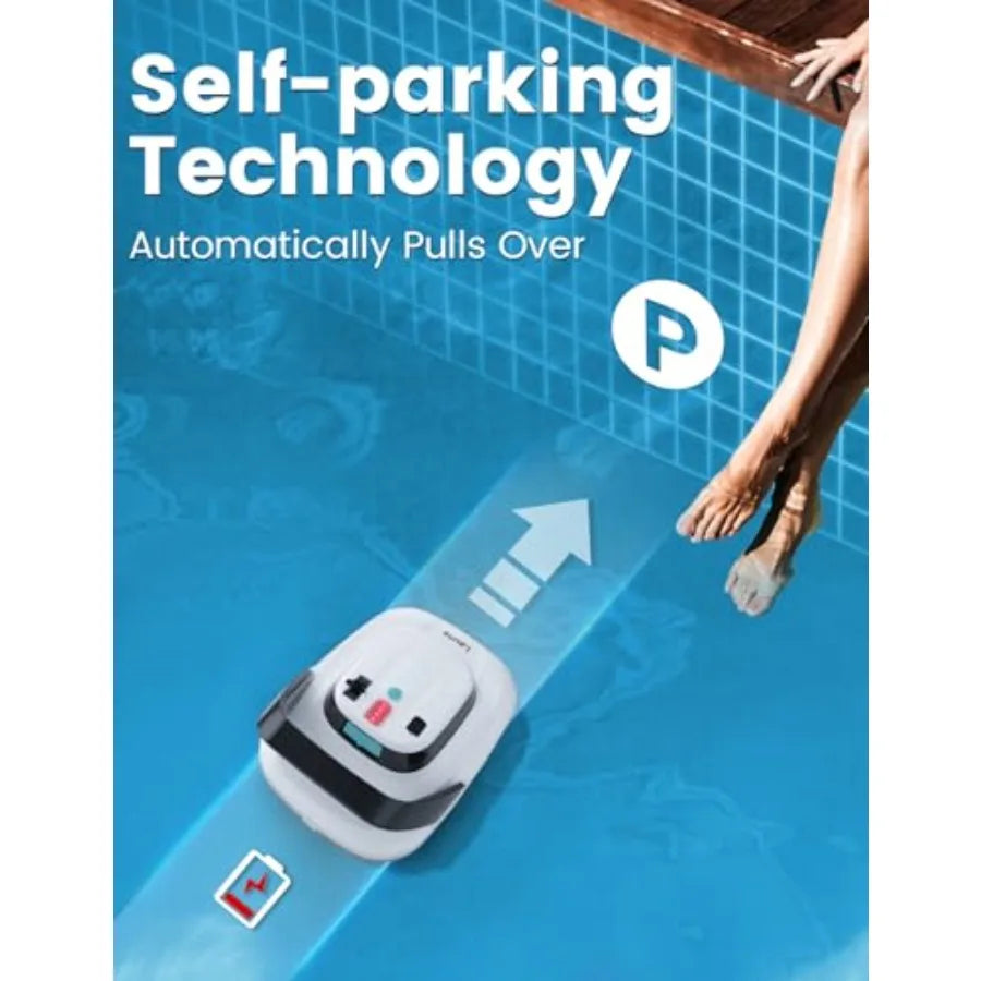Robotic Pool Cleaner Dual Motors and Suction Ports Automatic Pool Vacuum Robot Lasts up to 90 Min Self-Parking Idea