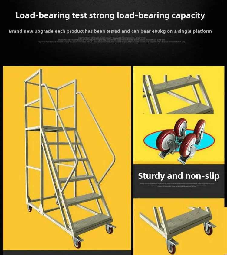 Stable Mobile Platform Step Ladder Supermarket Warehouse Pickup Wheel Ladder Step Climbing Car Home Furniture Climbing Ladder
