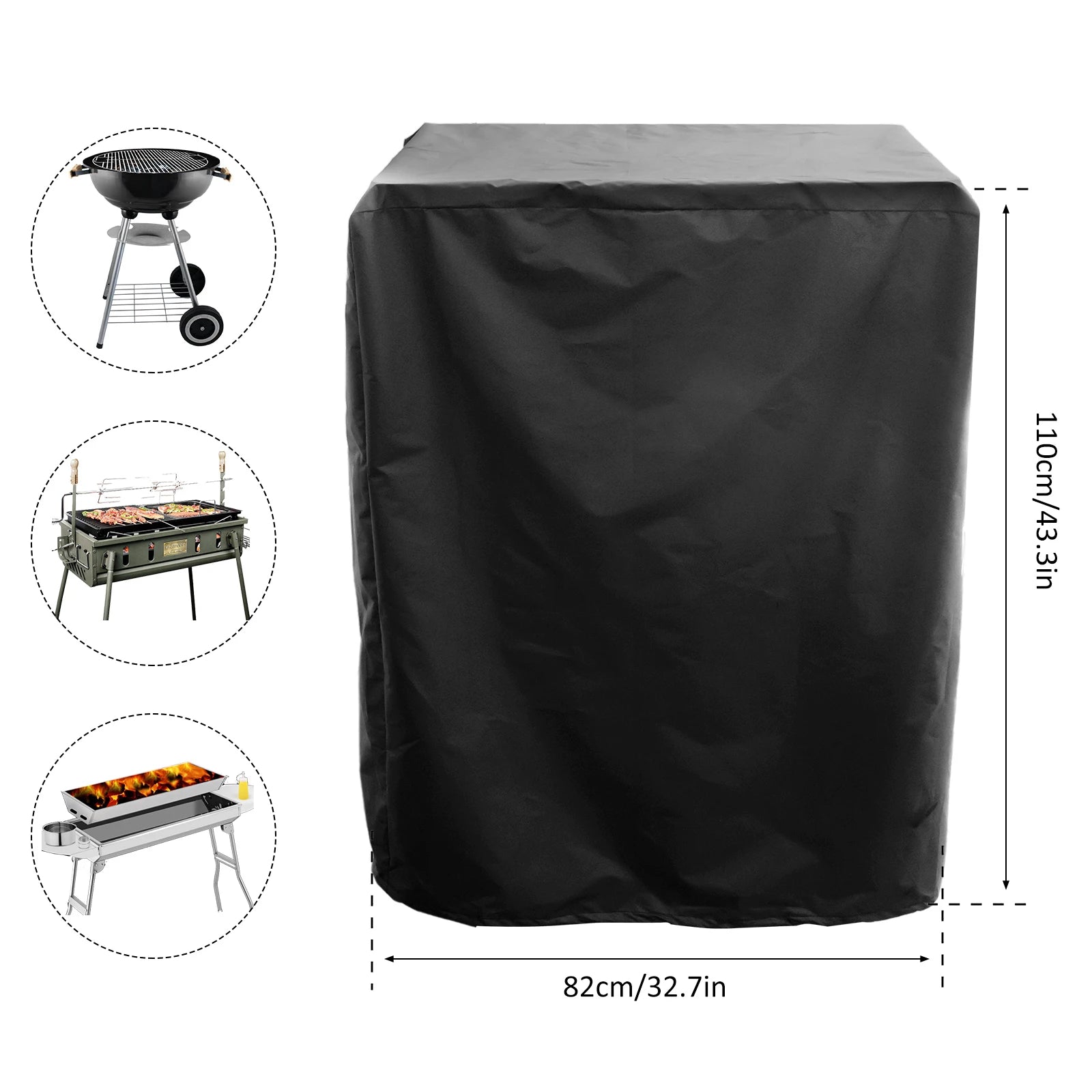 Grill Cover Round Rectangle Outdoor Waterproof Oxford Cloth Stove BBQ Protective Covers Heavy Duty Dustproof Garden Accessories