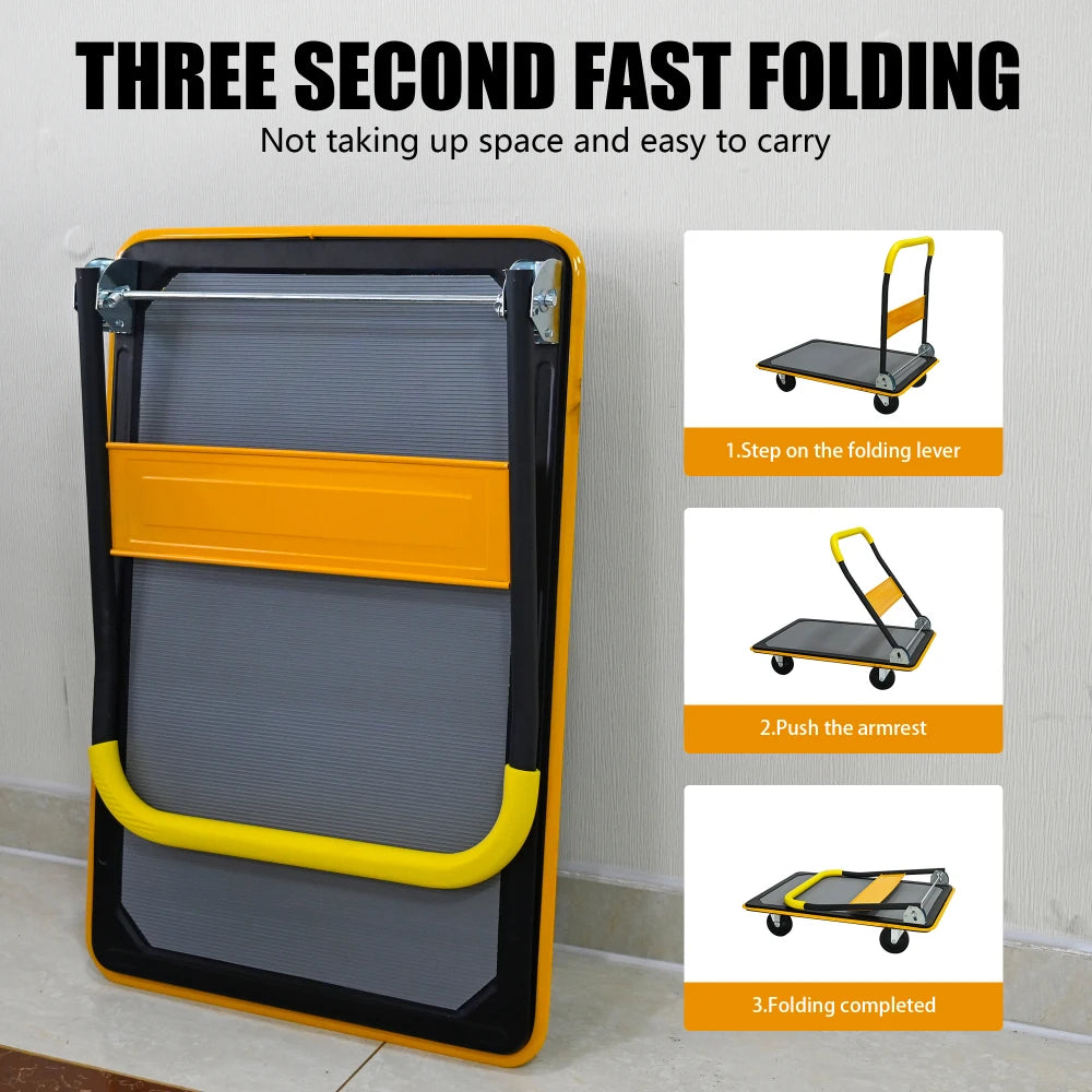 Foldable Flatbed Cart 660 lbs with Swivel Wheels