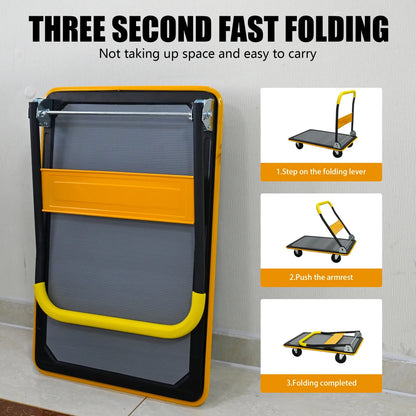 Foldable Flatbed Cart 660 lbs with Swivel Wheels