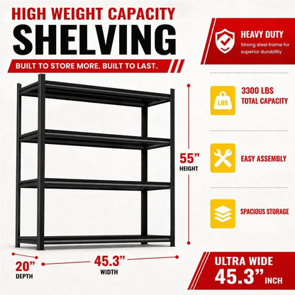 4-Tier Garage Storage Shelves 2500 lbs - Heavy Duty