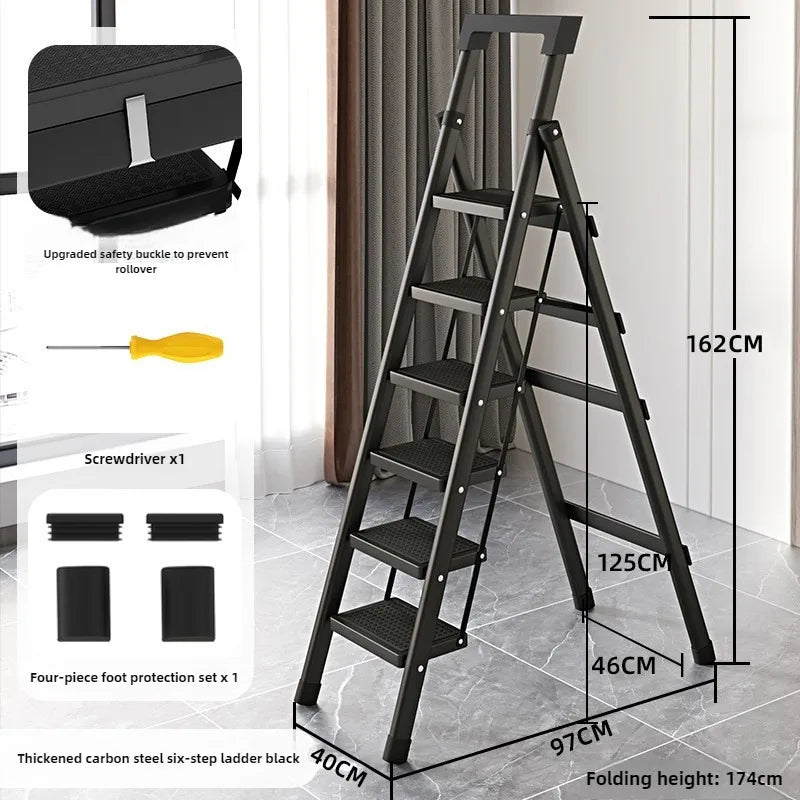 Home ladder stool folding zigzag ladder anti slip pedal ladder indoor and outdoor multifunctional portable ladder