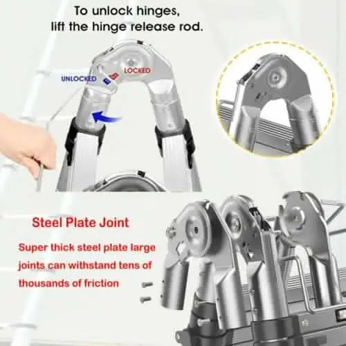 Telescoping Ladder Stainless Steel Folding Ladder Portable Extendable Loft Ladder Capacity Max Load 150kg/330lb,EN131