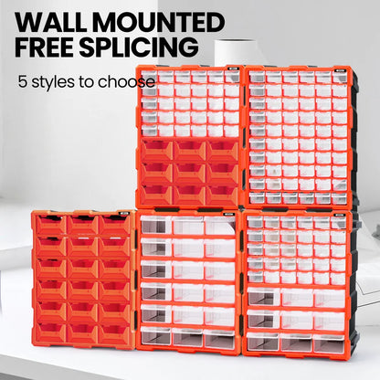 Stackable Parts Storage Box 18-60 Drawers, Clear