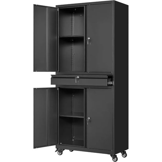 Rolling Garage Cabinet with Locking Doors & Drawer
