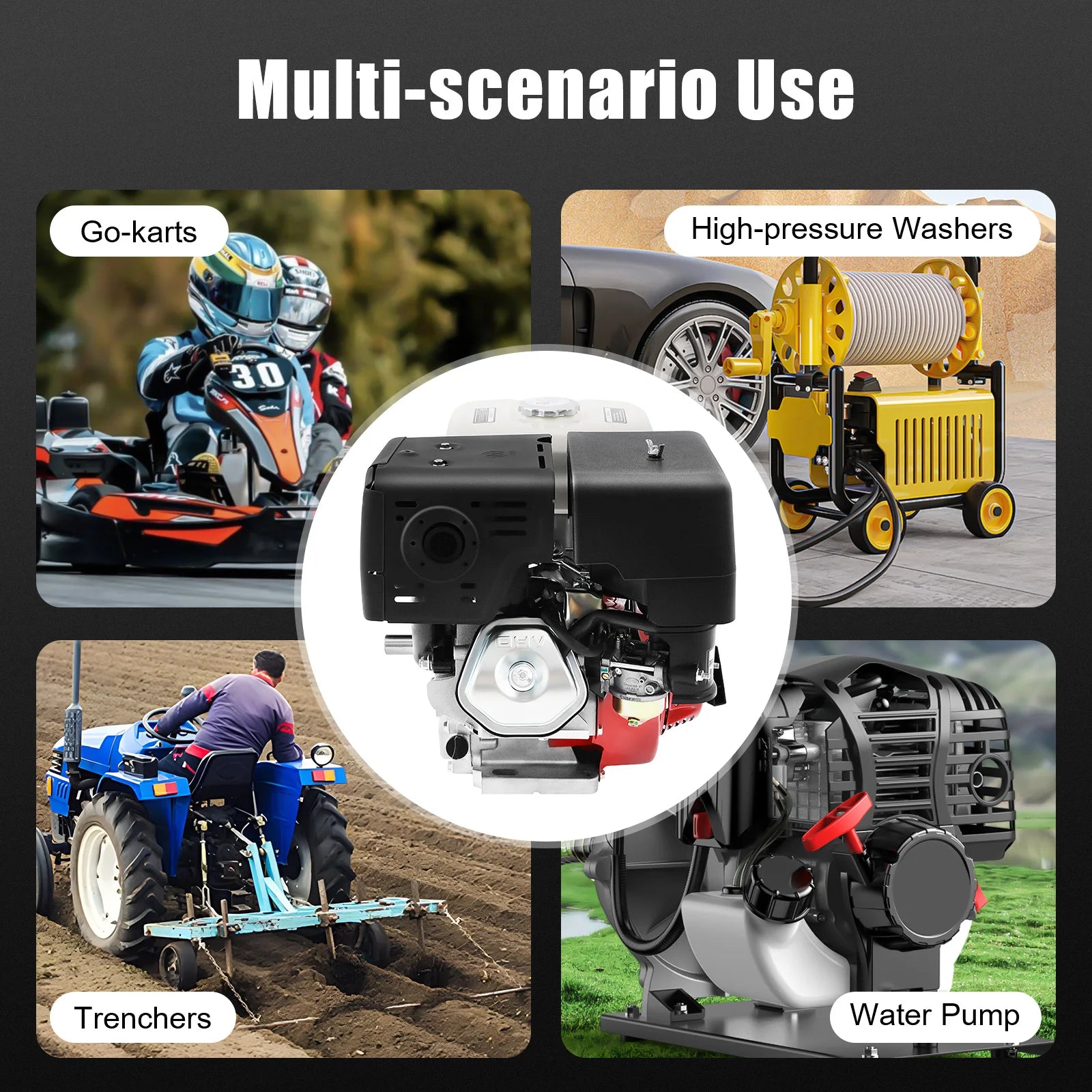 Gasoline Engine 15HP 420cc 4stroke Go Kart Motor Gasoline Engine Single Cylinder Air Cooling for Water Pumps Vibrators Generator