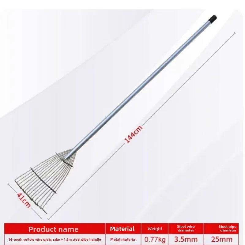 Small Garden Rake Quick Sweep Adjustable Aluminum Alloy Multi Toothed Comfortable To Grip Garden Leaf Rake for Lawn