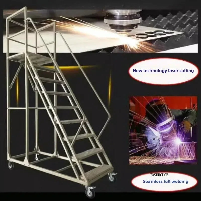 Stable Mobile Platform Step Ladder Supermarket Warehouse Pickup Wheel Ladder Step Climbing Car Home Furniture Climbing Ladder