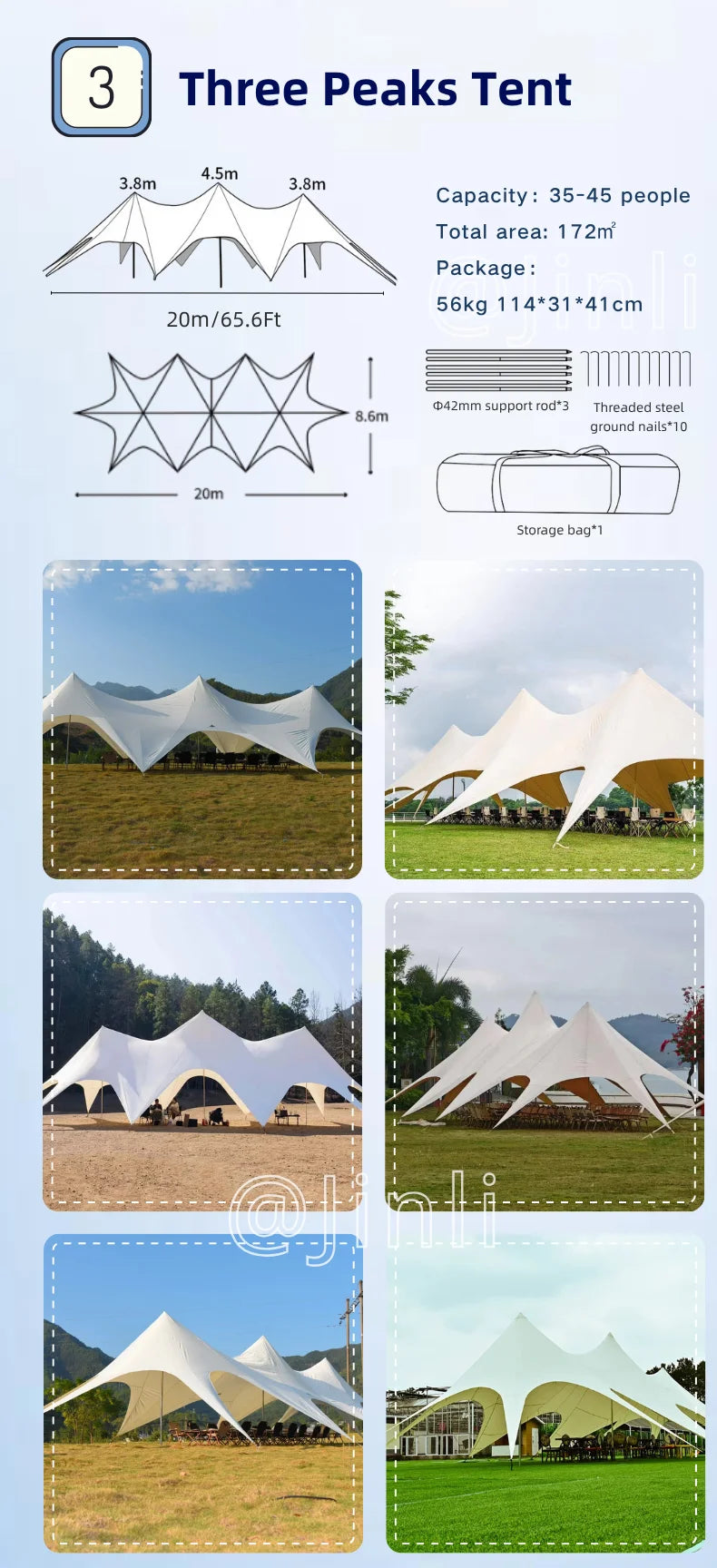 Single Double Pole Star Canopy Tents Octopus Canopy Thicken 900D Oxford Cloth Shape Stretch Canopy Outdoor Peaks Starshade Tents