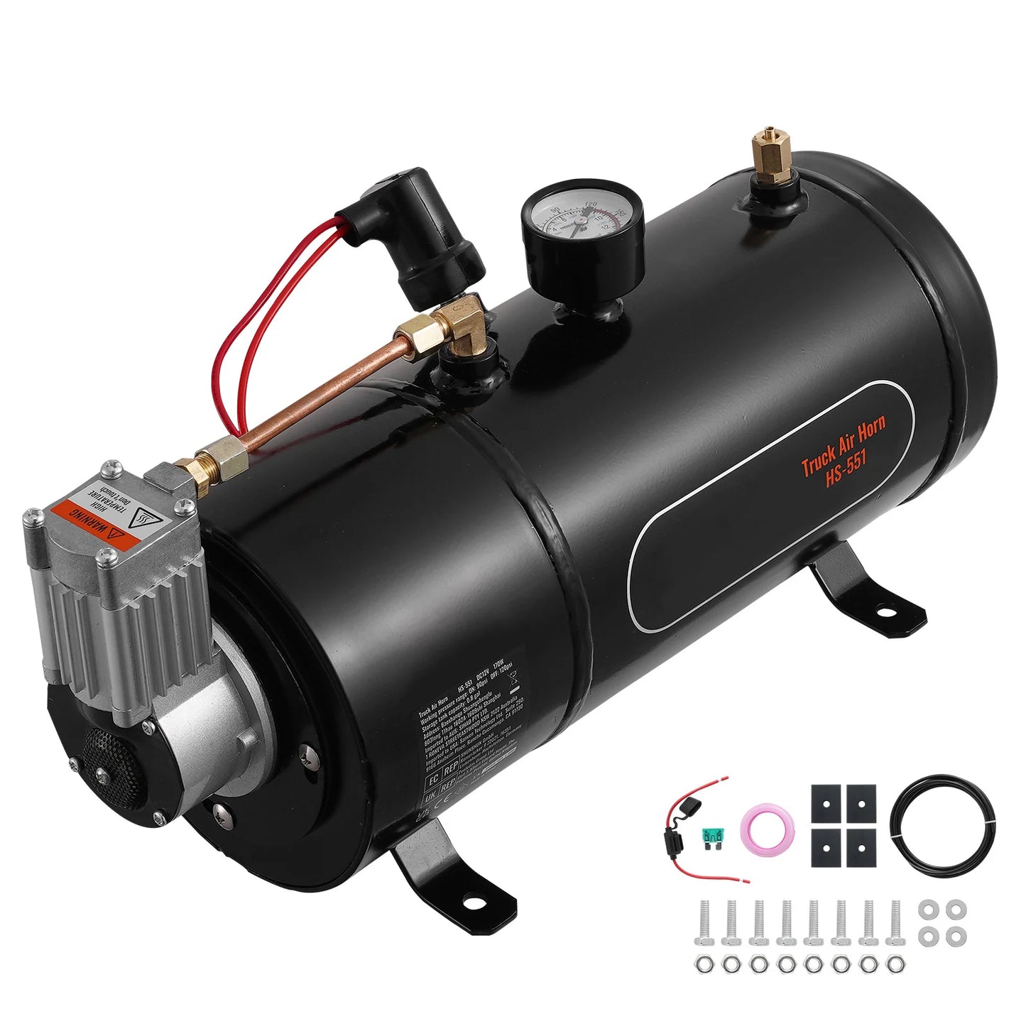 12V Train Horn Air Compressor with 3L Tank, 120 PSI