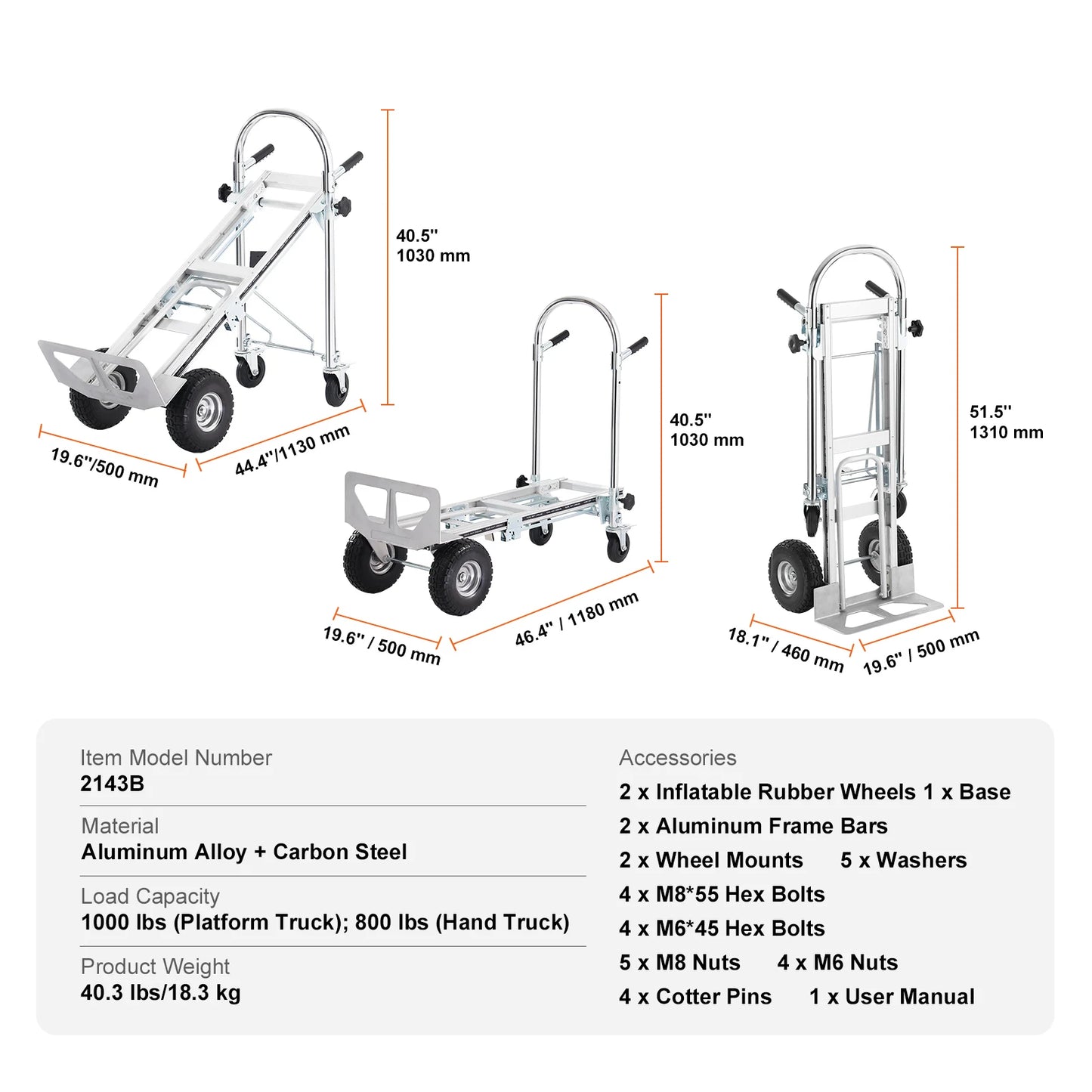 Heavy Duty Aluminum Folding Hand Truck - Warehouse
