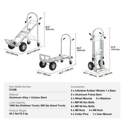 Heavy Duty Aluminum Folding Hand Truck - Warehouse