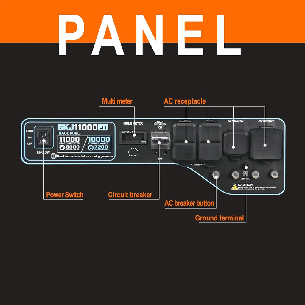 11000 Watt Dual Fuel Portable Generator Home Back Up, Emergercy, RV & Camping Electric Start Gas or Propane