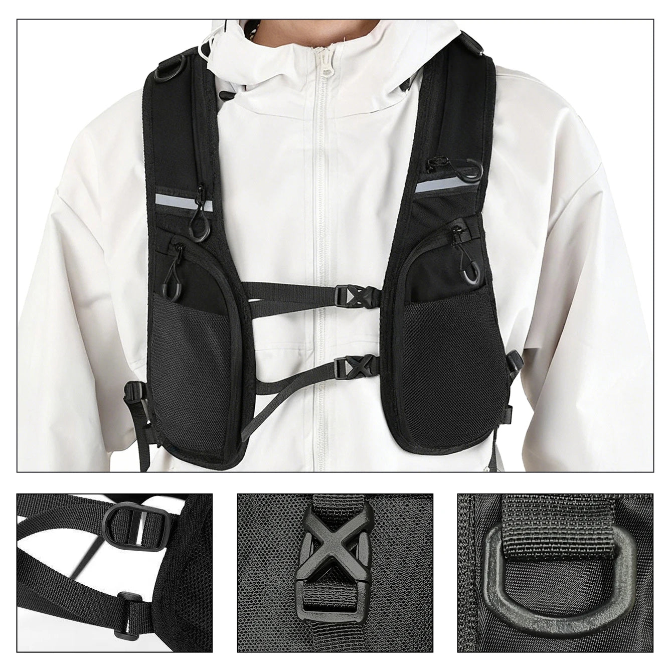 Multi-Pocket Outdoor Vest with Reflective Tape