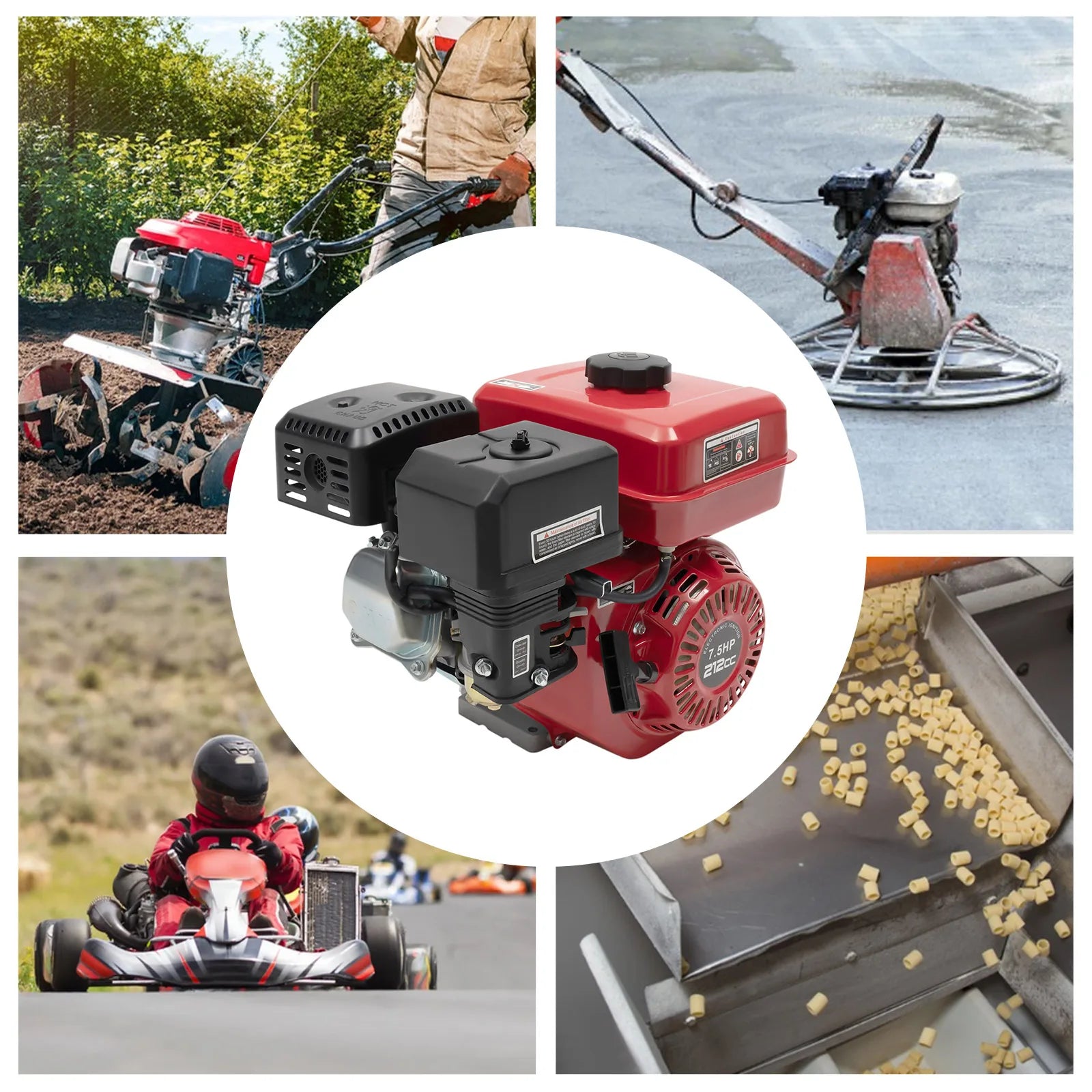 7.5HP 4-Stroke Gasoline Engine 3KW 212CC Pull Start Air Cooling Gas Engine Motor 3600RPM