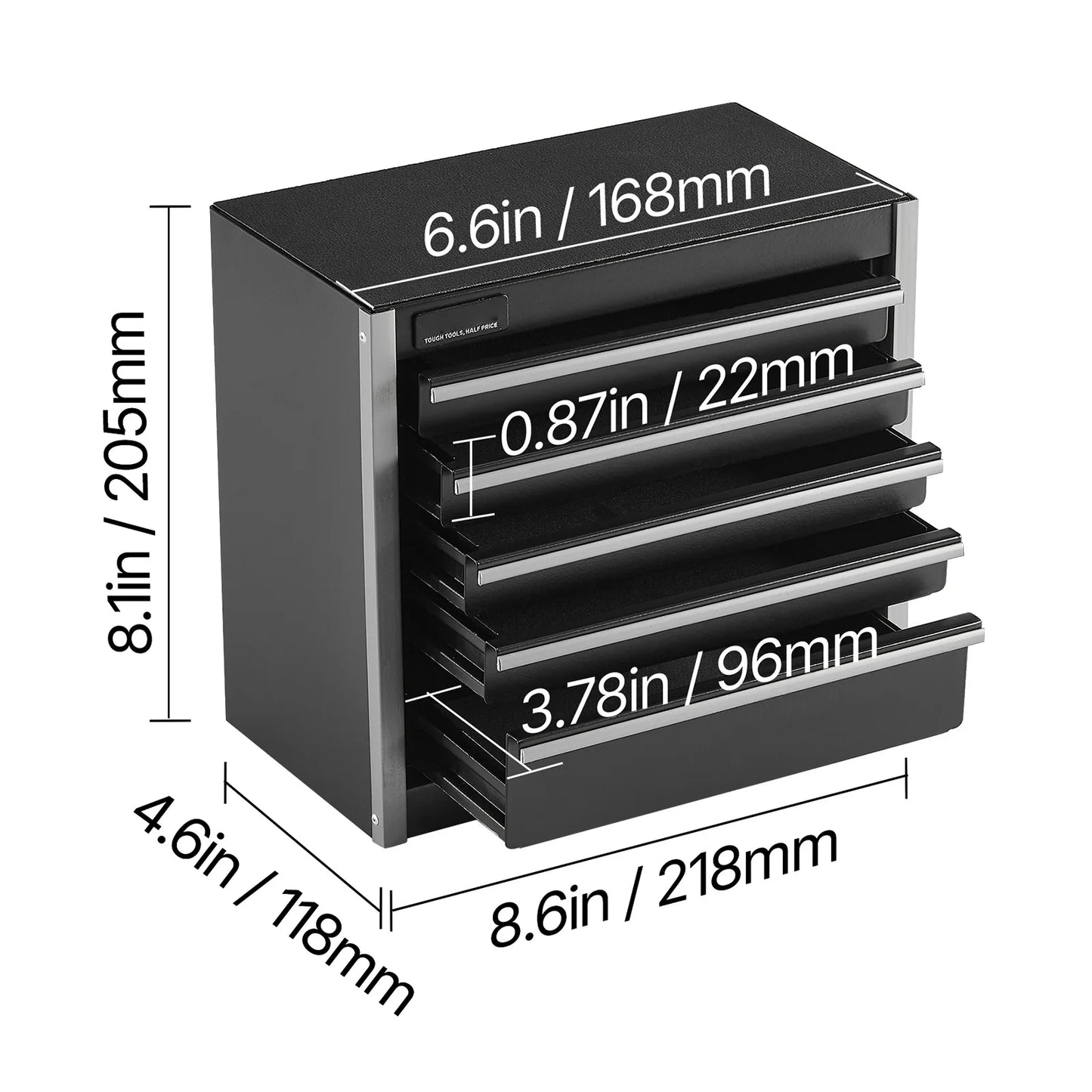 5-Drawer Metal Tool Box 8.6" - Portable Chest
