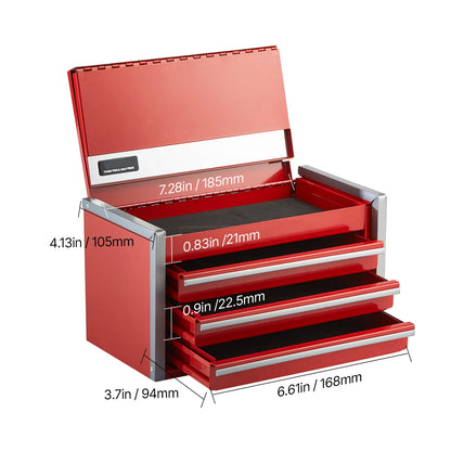 Portable Metal Tool Box with 3 Drawers