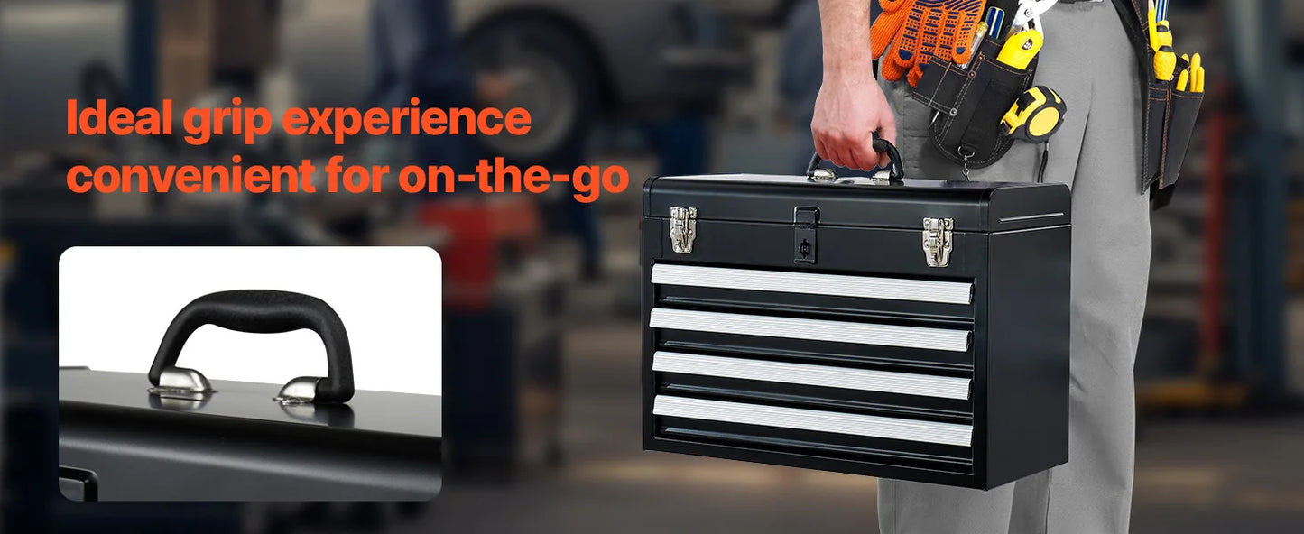 20.5" Metal Tool Box with 4 Locking Drawers