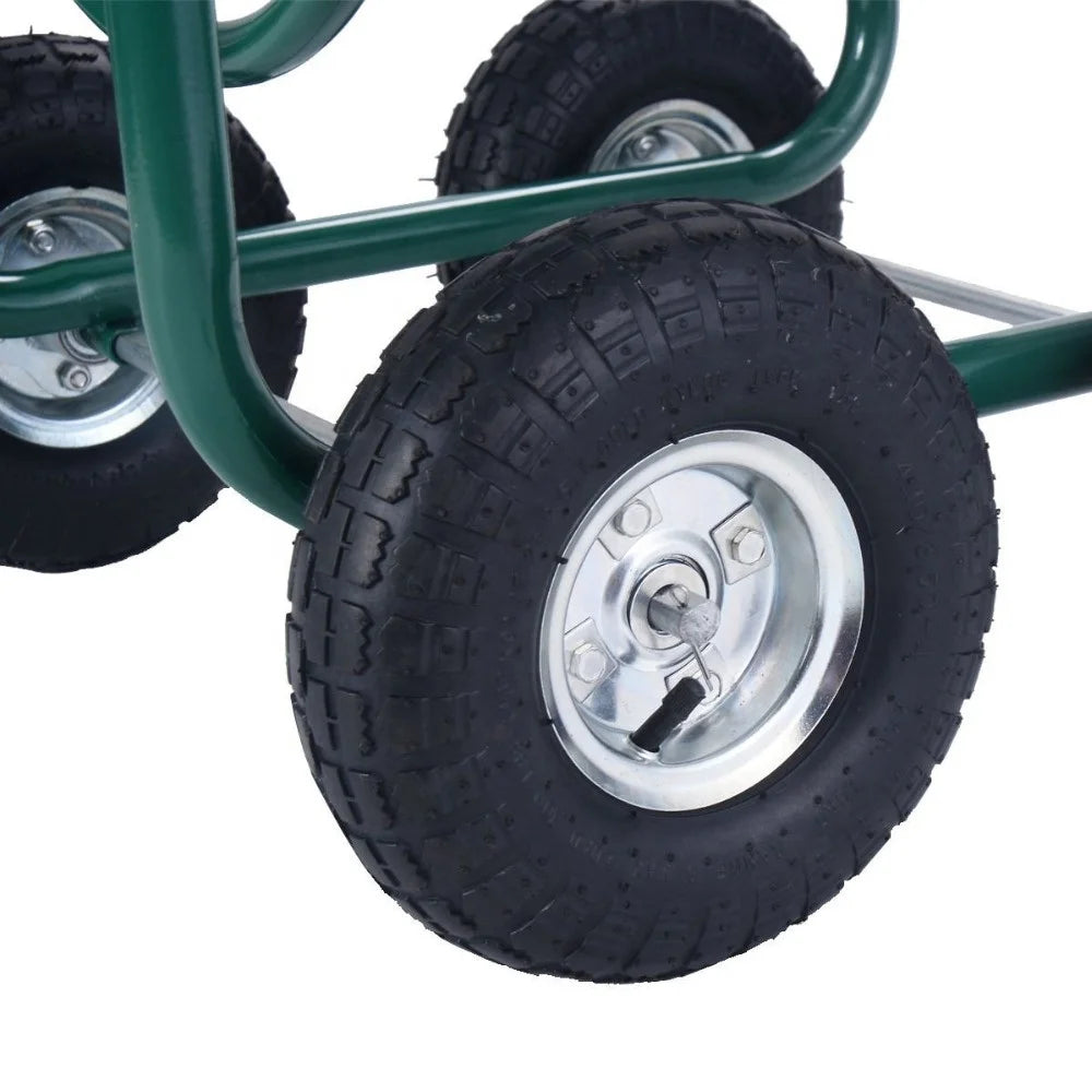 Heavy-Duty Movable Steel Gaeden Tool Cart Garden Hose Reel Cart With Basket Amd 4 Wheels For Garden Watering