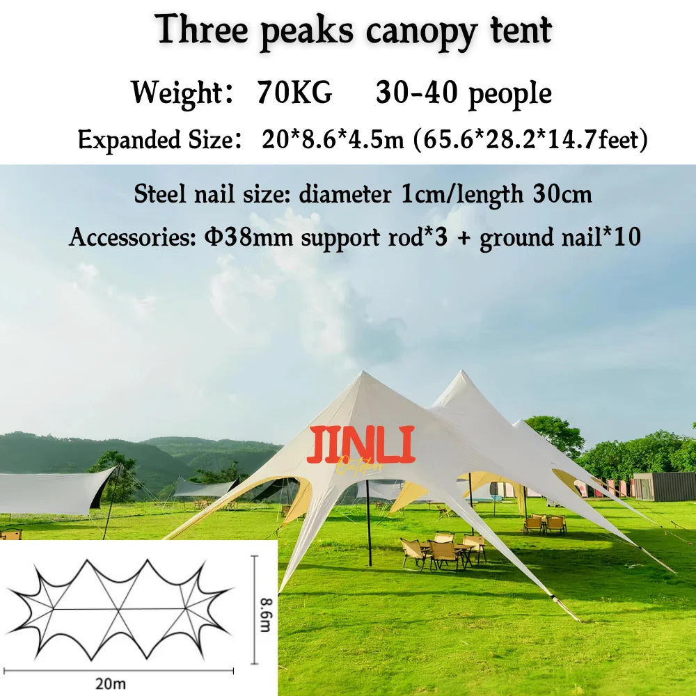 Single Double Pole Star Canopy Tents Octopus Canopy Thicken 900D Oxford Cloth Shape Stretch Canopy Outdoor Peaks Starshade Tents