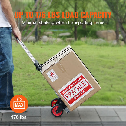 Folding Hand Truck 176 lbs - Aluminum Stair Climbing Dolly