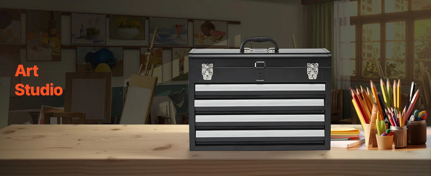 20.5" Metal Tool Box with 4 Locking Drawers