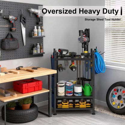 Garden Tool Tower Rack - Heavy Duty Steel Stand