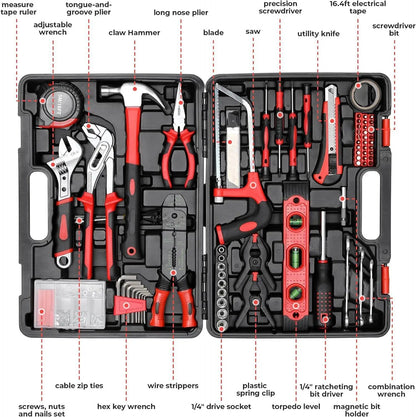 218-Piece Home & Auto Repair Tool Kit with Case