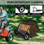 44" Heavy Duty Tow Behind Lawn Sweeper with Adjustable Brush, 25 cu ft Capacity for Leaves & Grass
