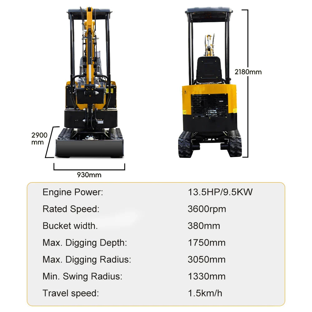 13.5HP Mini Excavator Gasoline Engine Crawler Excavator Agricultural Hydraulic Small Digger for Garden Farm
