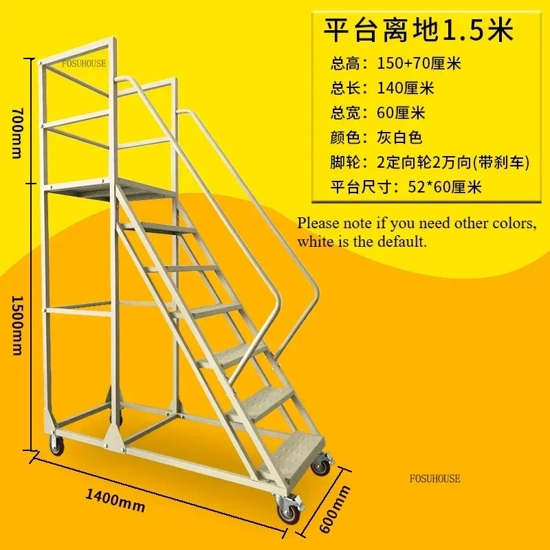 Stable Mobile Platform Step Ladder Supermarket Warehouse Pickup Wheel Ladder Step Climbing Car Home Furniture Climbing Ladder