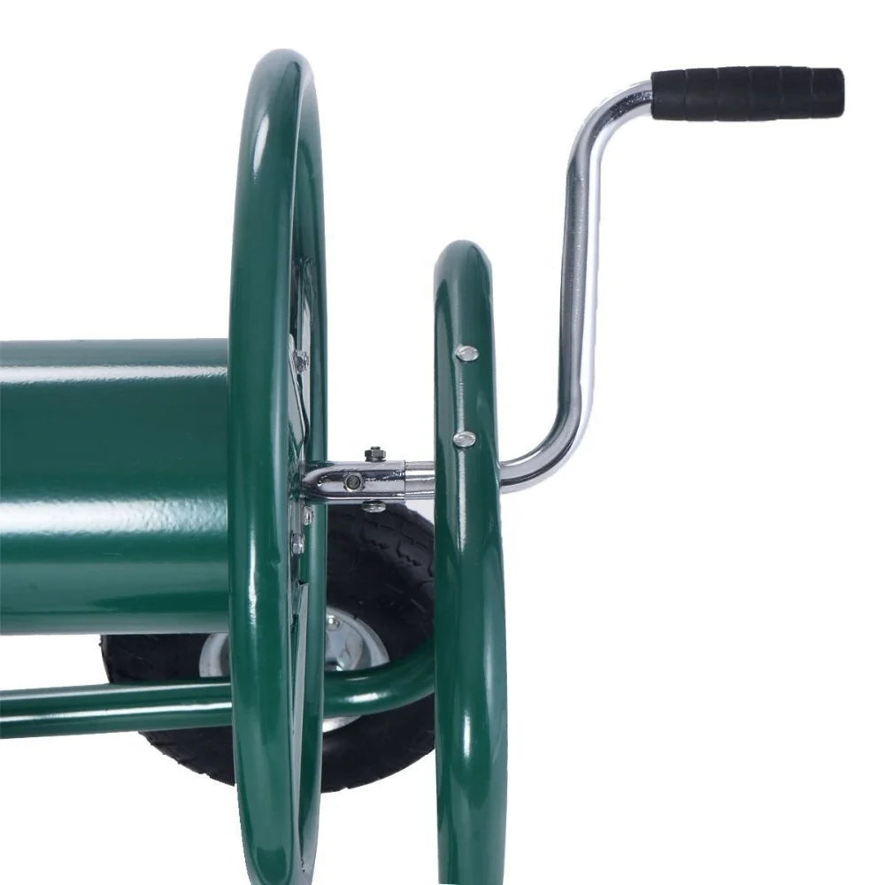 Heavy-Duty Movable Steel Gaeden Tool Cart Garden Hose Reel Cart With Basket Amd 4 Wheels For Garden Watering